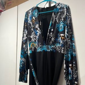 Long sleeve plunge neck jumpsuit